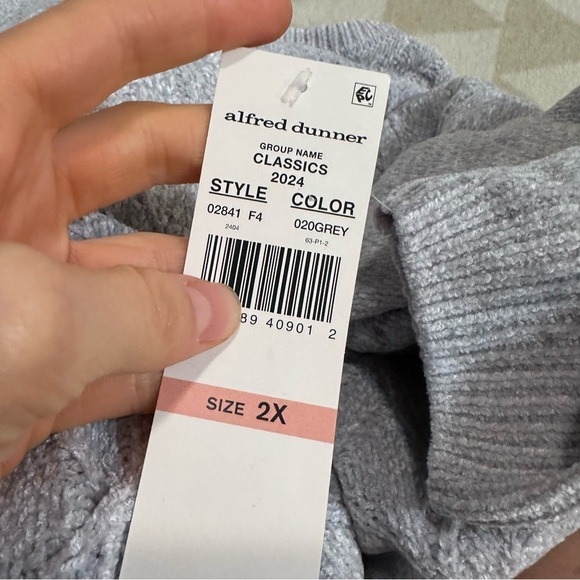 Alfred Summer Grey chenille cable knit sweater - Picture 2 of 2